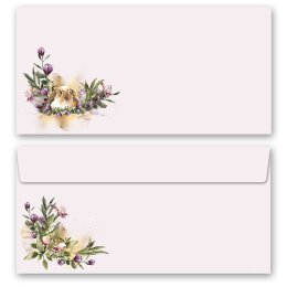 10 patterned envelopes FLOWER NEST in standard DIN long format (windowless) Flowers & Petals, Animals, Spring motif, Paper-Media