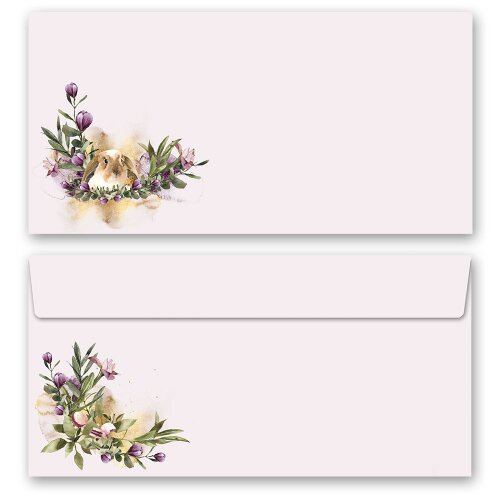 25 patterned envelopes FLOWER NEST in standard DIN long format (windowless) Flowers & Petals, Animals, Spring motif, Paper-Media