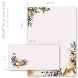 200-pc. Complete Motif Letter Paper-Set FLOWER NEST