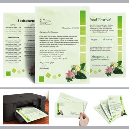 25 patterned envelopes FLOWERS GREETINGS in standard DIN long format (windowless)