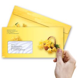 25 patterned envelopes EASTER FEAST in standard DIN long format (with windows)