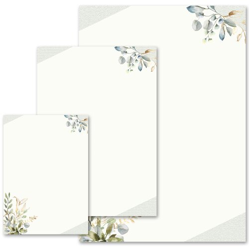 Motif Letter Paper! GREEN BRANCHES Flowers & Petals, Invitation, Paper-Media