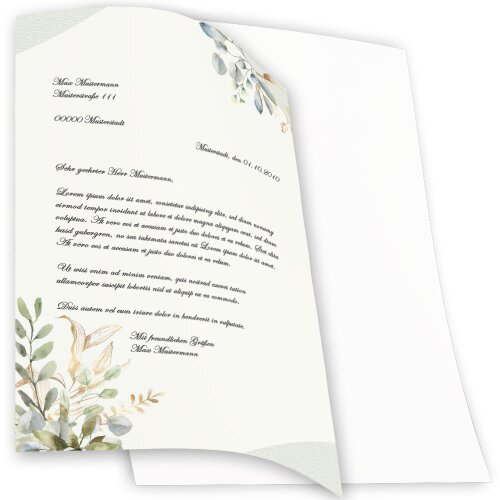 Motif Letter Paper! GREEN BRANCHES