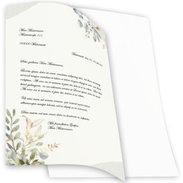 20 fogli di carta da lettera decorati Fiori & Petali RAMI VERDI DIN A4 - Paper-Media