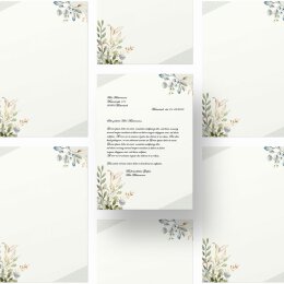 20 fogli di carta da lettera decorati Fiori & Petali RAMI VERDI DIN A4 - Paper-Media