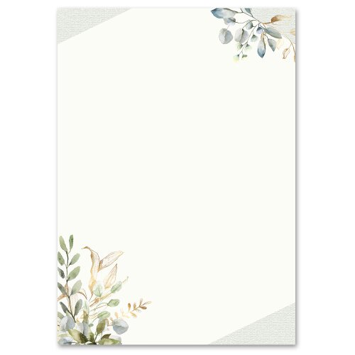 Briefpapier GRÜNE ZWEIGE - DIN A4 Format 250 Blatt Blumen & Blüten, Einladung, Paper-Media