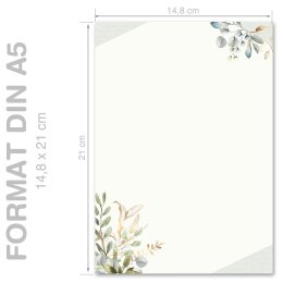 GREEN BRANCHES Briefpapier Flowers motif CLASSIC 50 sheets, DIN A5 (148x210 mm), A5C-164-50