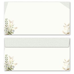 10 patterned envelopes GREEN BRANCHES in standard DIN long format (windowless) Flowers & Petals, Invitation, Paper-Media