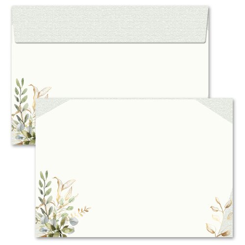 Briefumschläge GRÜNE ZWEIGE - 10 Stück C6 (ohne Fenster) Blumen & Blüten, Natur, Paper-Media