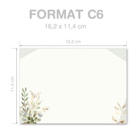 Enveloppes Fleurs & Pétales, BRANCHES VERTES 10 enveloppes - DIN C6 (162x114 mm) | Auto-adhésif | Commander en ligne! | Paper-Media