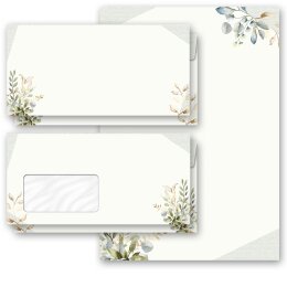 Motif Letter Paper-Sets GREEN BRANCHES Flowers &...