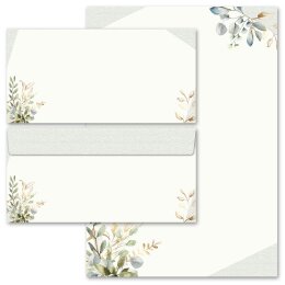 20-pc. Complete Motif Letter Paper-Set GREEN BRANCHES
