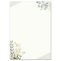 Stationery-Sets Flowers & Petals, GREEN BRANCHES 40-pc. Complete set - DIN A4 & DIN LONG Set. | Order online! | Paper-Media