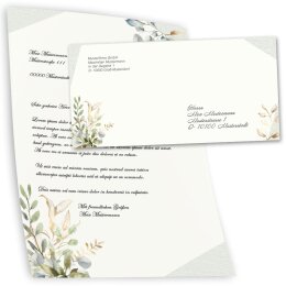 Briefpapier Set GRÜNE ZWEIGE - 40-tlg. DL (ohne Fenster)