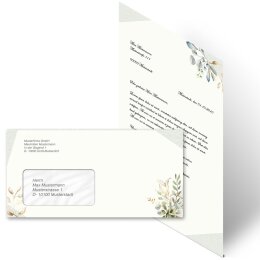 200-pc. Complete Motif Letter Paper-Set GREEN BRANCHES