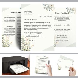 200-pc. Complete Motif Letter Paper-Set GREEN BRANCHES