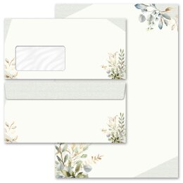 Briefpapier Set GRÜNE ZWEIGE - 200-tlg. DL (mit Fenster) Blumen & Blüten, Blumenmotiv, Paper-Media