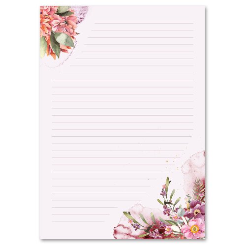Motif Letter Paper! FLOWER TIME 50 sheets DIN A4 Flowers & Petals, Love Letter, Paper-Media