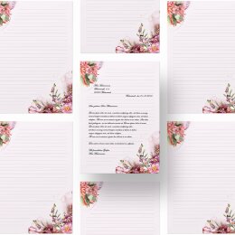 50 fogli di carta da lettera decorati TEMPO DEI FIORI DIN A4