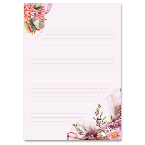 Motif Letter Paper! FLOWER TIME 50 sheets DIN A5 Flowers & Petals, Love Letter, Paper-Media