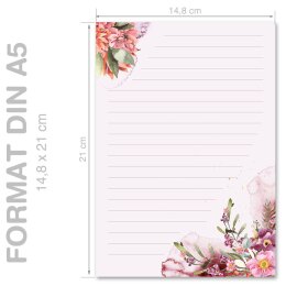 Briefpapier - Motiv BLÜTENZEIT | Blumen & Blüten | Hochwertiges DIN A5 Briefpapier - 50 Blatt | 90 g/m² | einseitig bedruckt | Online bestellen!