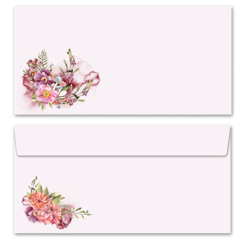 10 patterned envelopes FLOWER TIME in standard DIN long format (windowless) Flowers & Petals, Summer, Paper-Media
