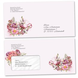 Envelopes Flowers & Petals, FLOWER TIME 10 envelopes (windowless) - DIN LONG (220x110 mm) | Self-adhesive | Order online! | Paper-Media