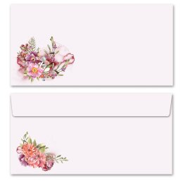 50 patterned envelopes FLOWER TIME in standard DIN long format (windowless) Flowers & Petals, Summer, Paper-Media