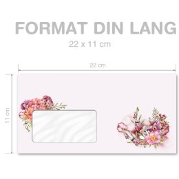 FLOWER TIME Briefumschläge Summer CLASSIC 50 envelopes (with window), DIN LONG (220x110 mm), DLMF-8368-50
