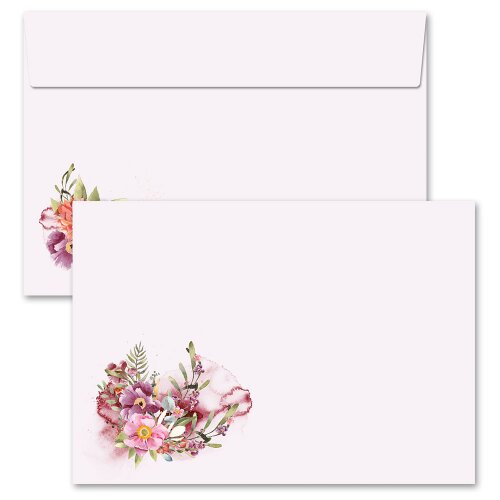 10 patterned envelopes FLOWER TIME in C6 format (windowless) Flowers & Petals, Summer, Paper-Media
