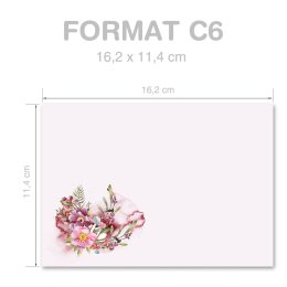 Enveloppes Fleurs & Pétales, LHEURE DES FLEURS 50 enveloppes - DIN C6 (162x114 mm) | Auto-adhésif | Commander en ligne! | Paper-Media