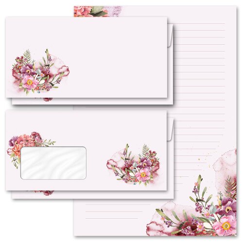 Papier à lettres et enveloppes Sets LHEURE DES FLEURS Fleurs & Pétales, Motif dété, Paper-Media