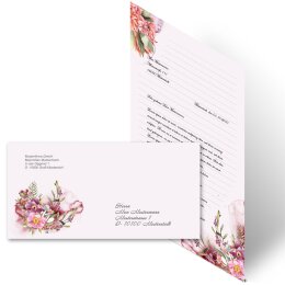 20-pc. Complete Motif Letter Paper-Set FLOWER TIME