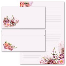 40-pc. Complete Motif Letter Paper-Set FLOWER TIME