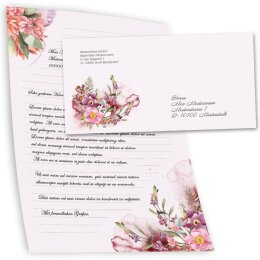 40-pc. Complete Motif Letter Paper-Set FLOWER TIME