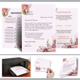 40-pc. Complete Motif Letter Paper-Set FLOWER TIME