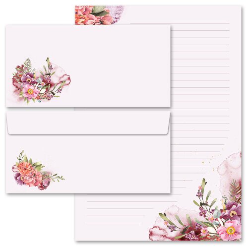 200-pc. Complete Motif Letter Paper-Set FLOWER TIME Flowers & Petals, Summer motif, Paper-Media