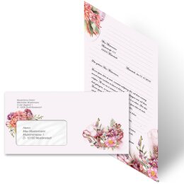 100-pc. Complete Motif Letter Paper-Set FLOWER TIME