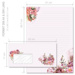 200-pc. Complete Motif Letter Paper-Set FLOWER TIME