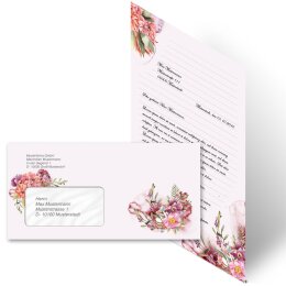 200-pc. Complete Motif Letter Paper-Set FLOWER TIME