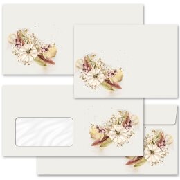 25 patterned envelopes AUTUMN GARDEN in standard DIN long format (windowless)