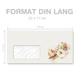 AUTUMN GARDEN Briefumschläge Wildflowers CLASSIC 50 envelopes (with window), DIN LONG (220x110 mm), DLMF-8369-50