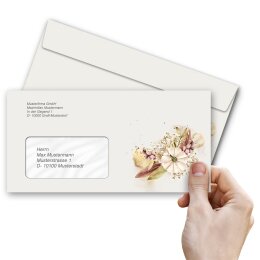 50 patterned envelopes AUTUMN GARDEN in standard DIN long format (with windows)