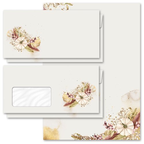 Motif Letter Paper-Sets AUTUMN GARDEN Flowers & Petals, Seasons - Autumn, Stationery with envelope, Paper-Media