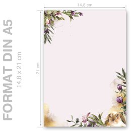 FLOWER NEST Briefpapier Animals CLASSIC 50 sheets, DIN A5 (148x210 mm), A5C-163-50