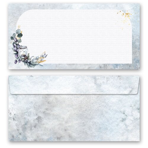 50 patterned envelopes WINTER CANDLE in standard DIN long format (windowless) Christmas, Nostalgia, Paper-Media