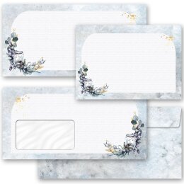 10 patterned envelopes WINTER CANDLE in standard DIN long format (with windows)
