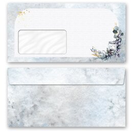 100 patterned envelopes WINTER CANDLE in standard DIN long format (with windows) Christmas, Nostalgia, Paper-Media