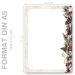 MISTLETOE Briefpapier Christmas paper ROUNDED 50 sheets, DIN A5 (148x210 mm), A5R-590-50