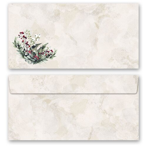 25 patterned envelopes MISTLETOE in standard DIN long format (windowless) Christmas, Christmas world, Paper-Media